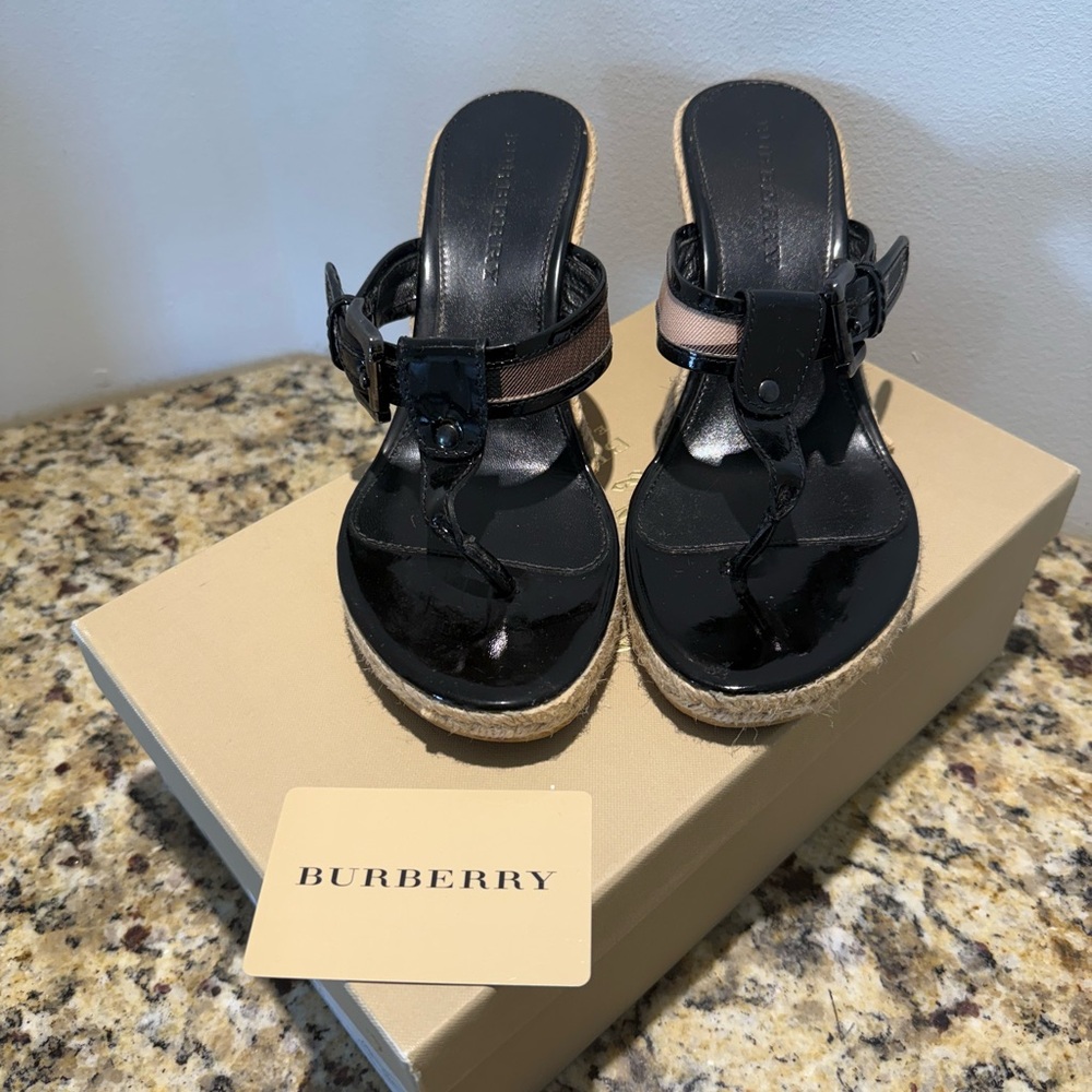 Authentic Burberry Nova Check Pattern Patent Leat… - image 1